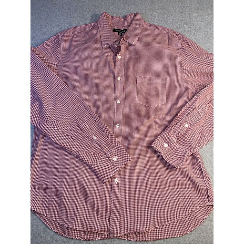 J Crew Men's Button Down Dress Shirt Plaid Burgundy Long Slv XL